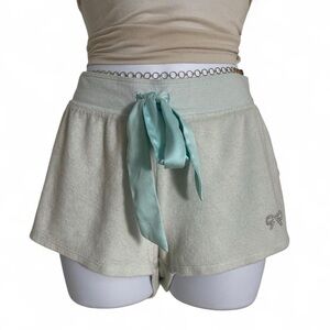 Y2K Betsey Johnson Blue Lounge Shorts w/ Satin Bow